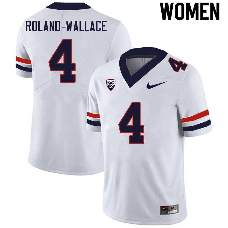 Women #4 Christian Roland-Wallace Arizona Wildcats College Football Jerseys Sale-White - Click Image to Close